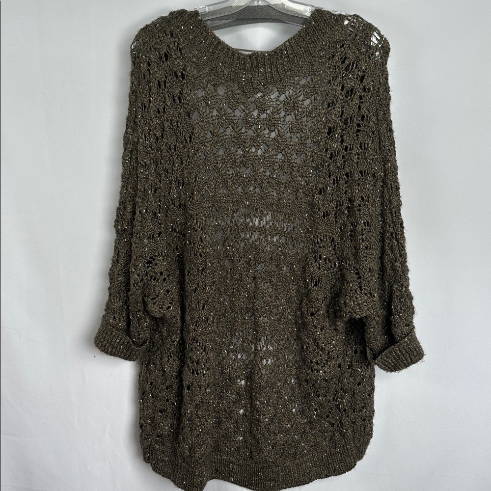 Denver Hayes Women’s Open Knit Cardigan Sweater Size L Brown Longline - Picture 5 of 8